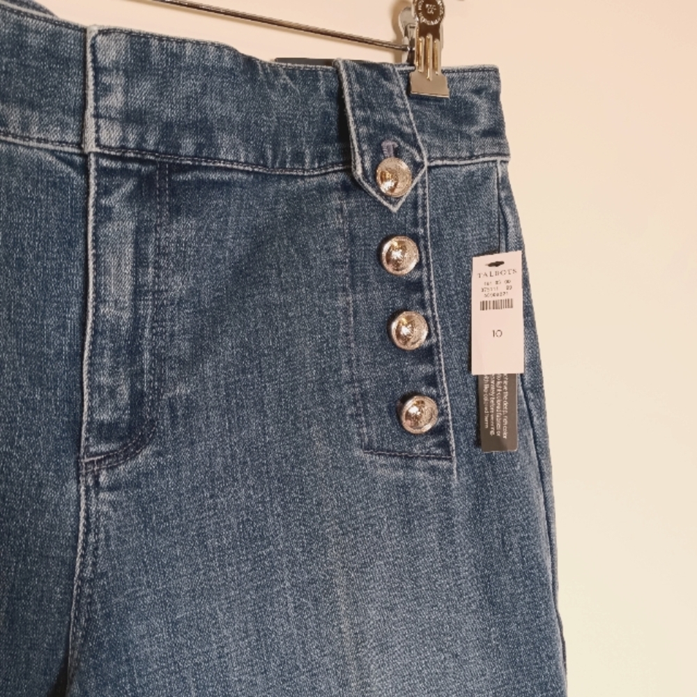 NEW Talbots High Waist Cropped Sailor Jean Blue Denim Size 10 - Picture 6 of 14